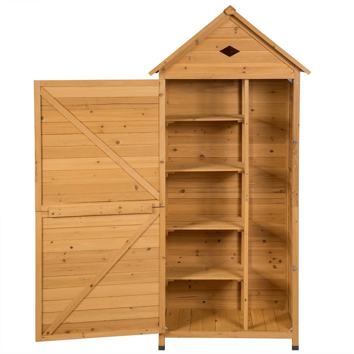 Helloshop26 - Abri de jardin extérieur à 5 etagères cabane verrouillable en bois de sapin toit en tôle galvanisée - Imagen 1