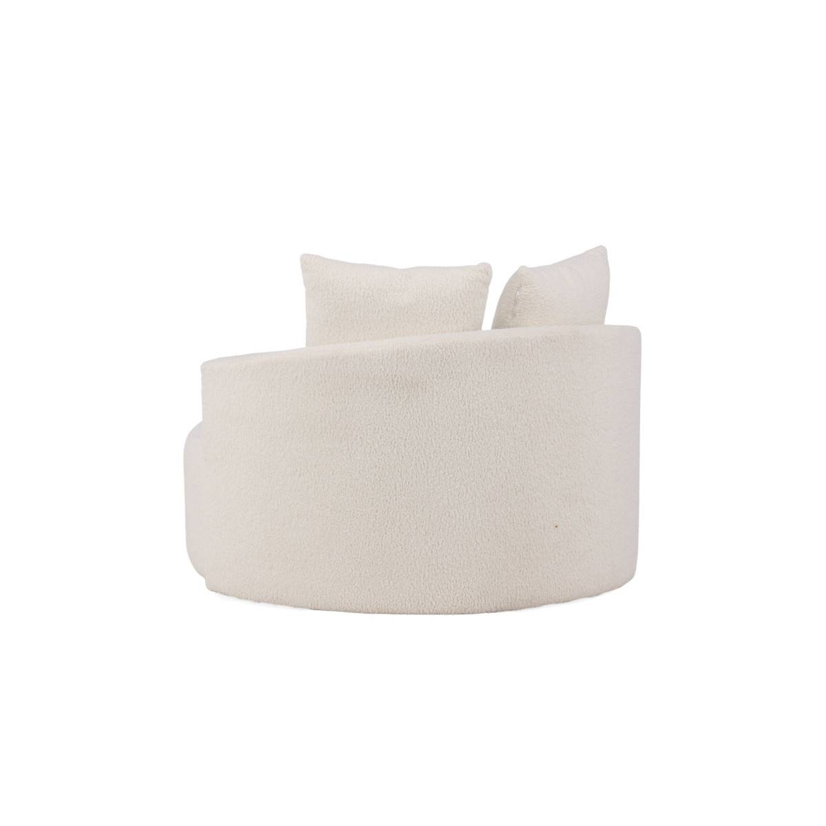Paris Prix - Fauteuil Rond Tissu Bouclette "Kelso" 120cm Blanc - Image 6