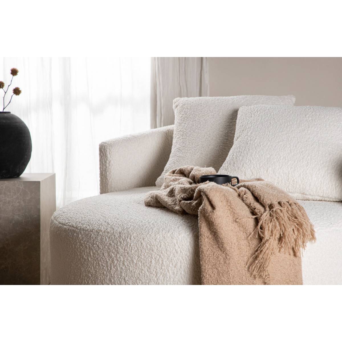 Paris Prix - Fauteuil Rond Tissu Bouclette "Kelso" 120cm Blanc - Image 10