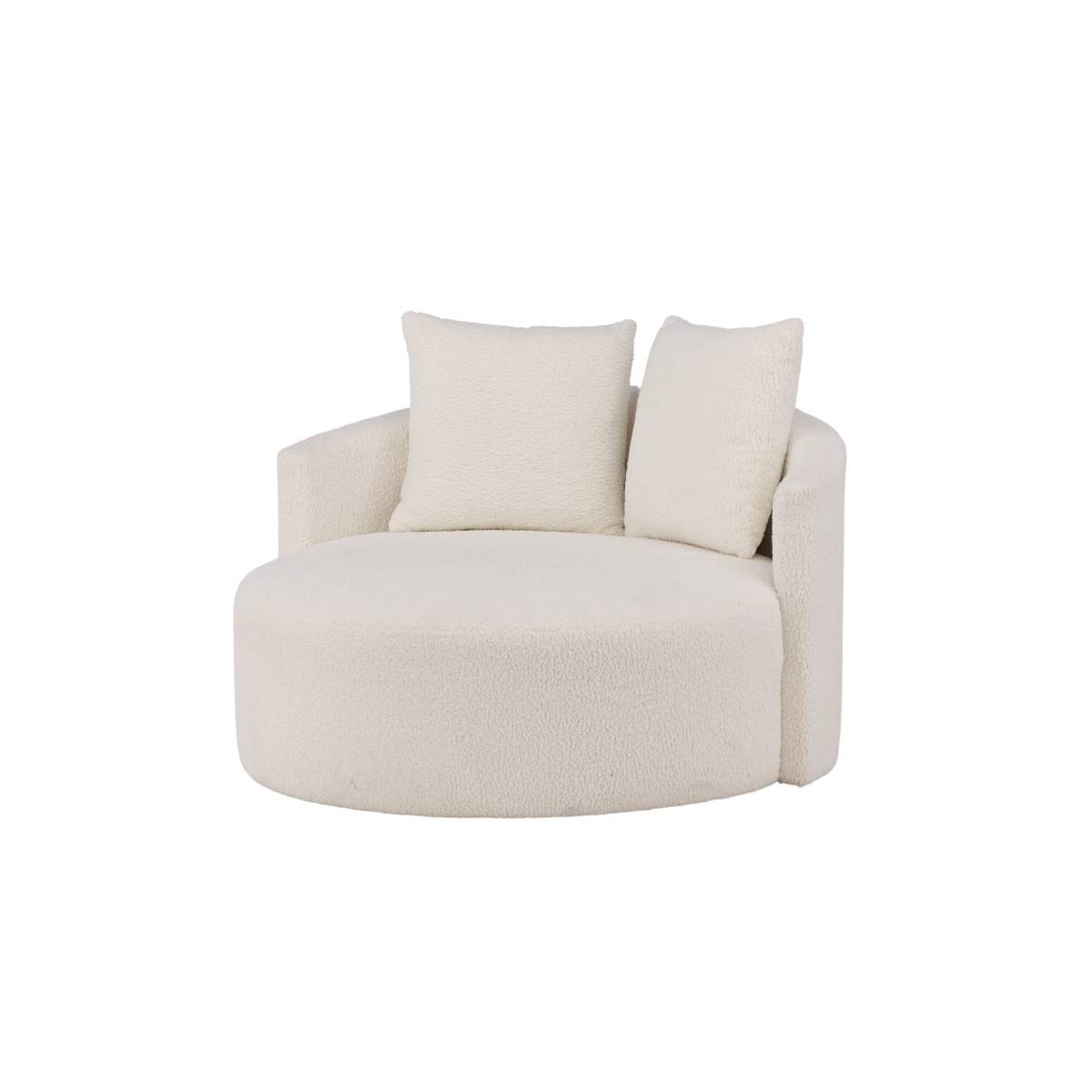 Paris Prix - Fauteuil Rond Tissu Bouclette "Kelso" 120cm Blanc - Image 3