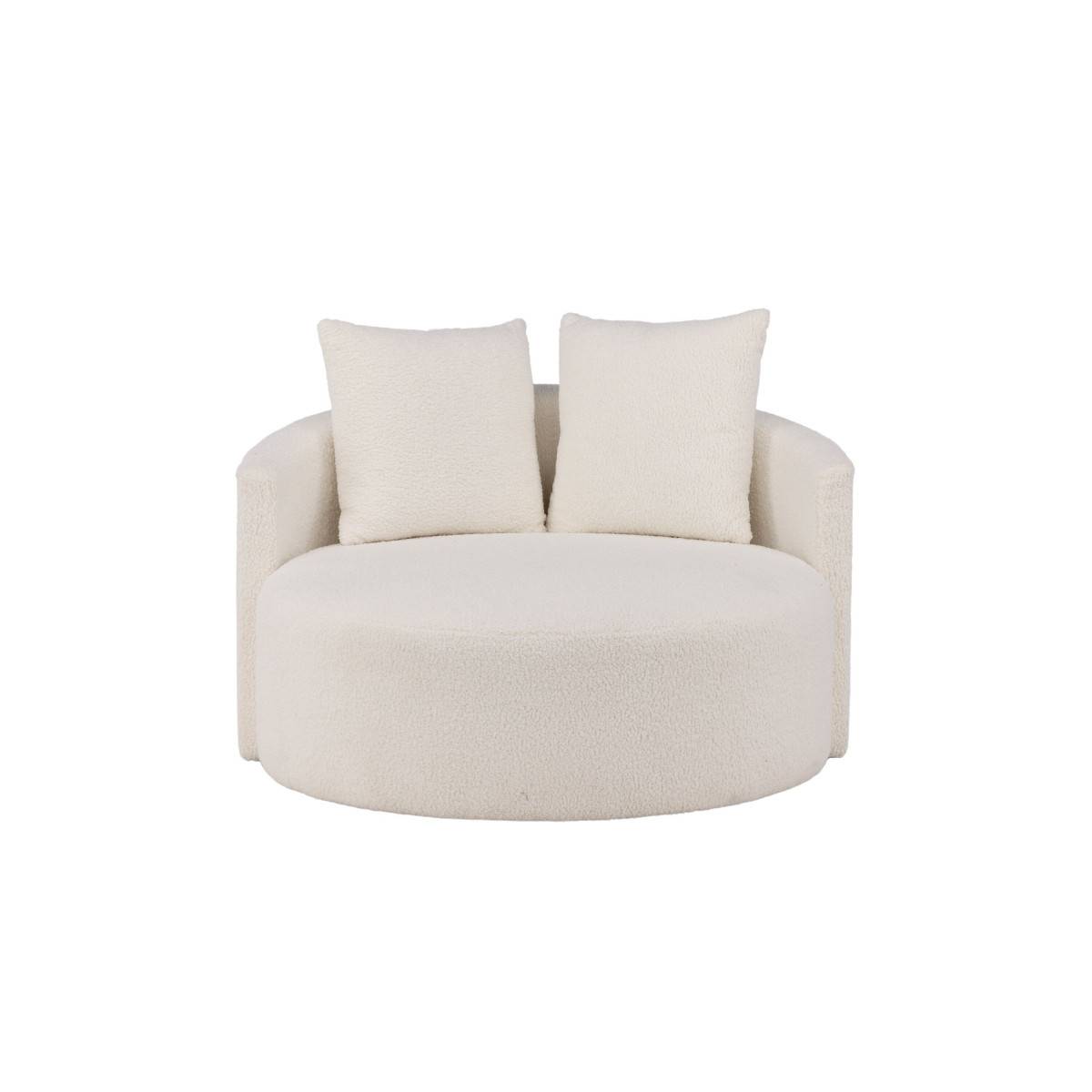 Paris Prix - Fauteuil Rond Tissu Bouclette "Kelso" 120cm Blanc - Image 2