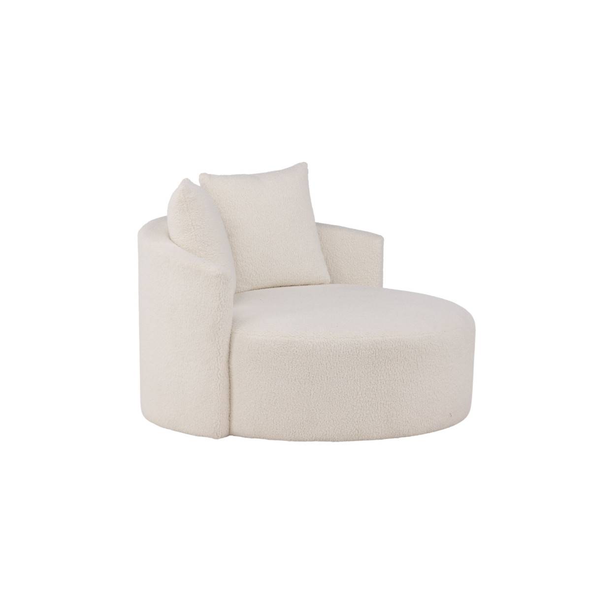 Paris Prix - Fauteuil Rond Tissu Bouclette "Kelso" 120cm Blanc - Image 4