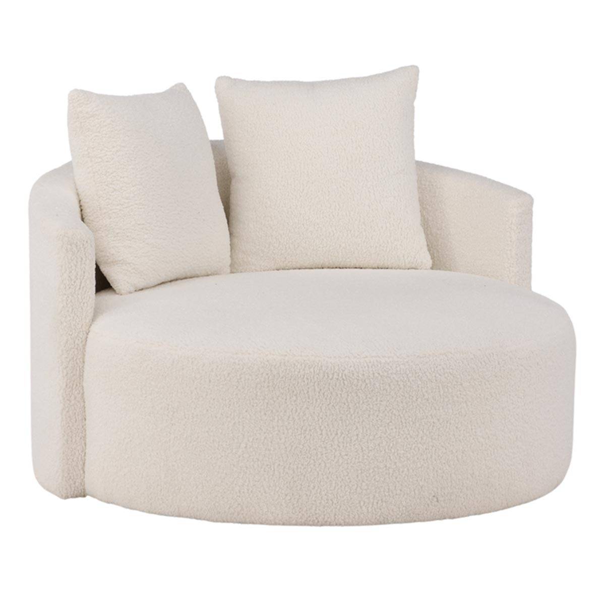 Paris Prix - Fauteuil Rond Tissu Bouclette "Kelso" 120cm Blanc - Image 1