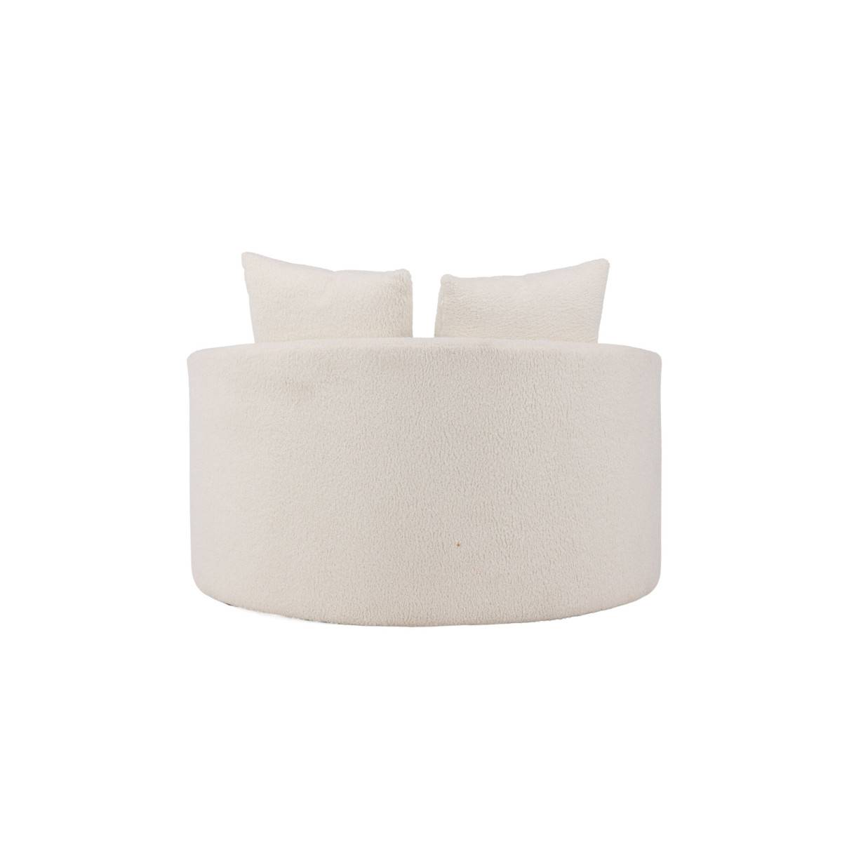 Paris Prix - Fauteuil Rond Tissu Bouclette "Kelso" 120cm Blanc - Image 7