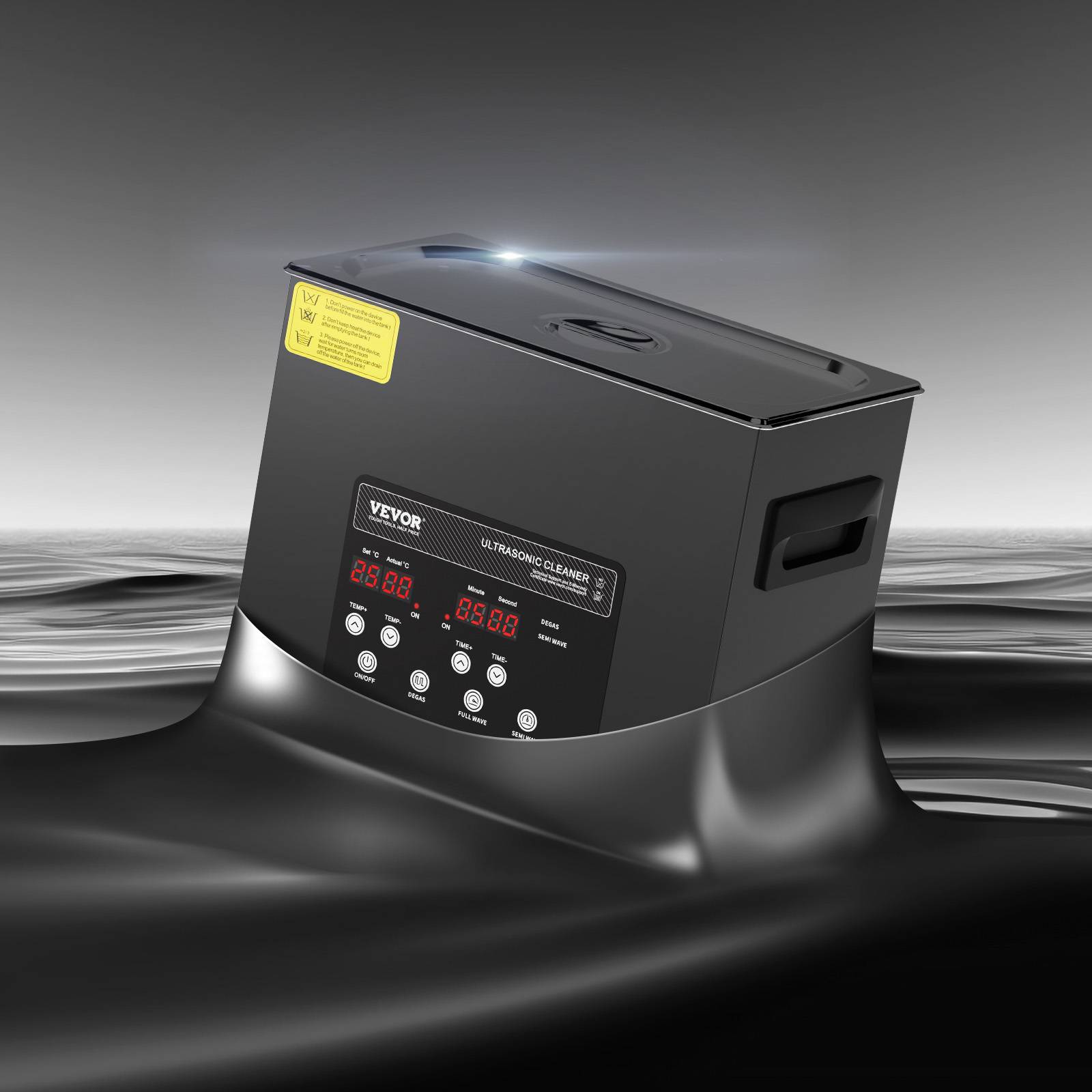 VEVOR Nettoyeur ultrasons numérique 6L, 180W, mode doux et dégazage, chauffage/minuterie, pour prothèses, bijoux, outils. - Image 8