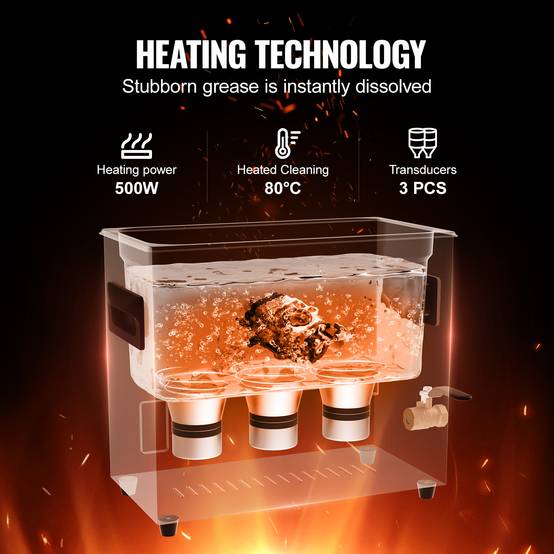 VEVOR Nettoyeur ultrasons numérique 6L, 180W, mode doux et dégazage, chauffage/minuterie, pour prothèses, bijoux, outils. - Image 3
