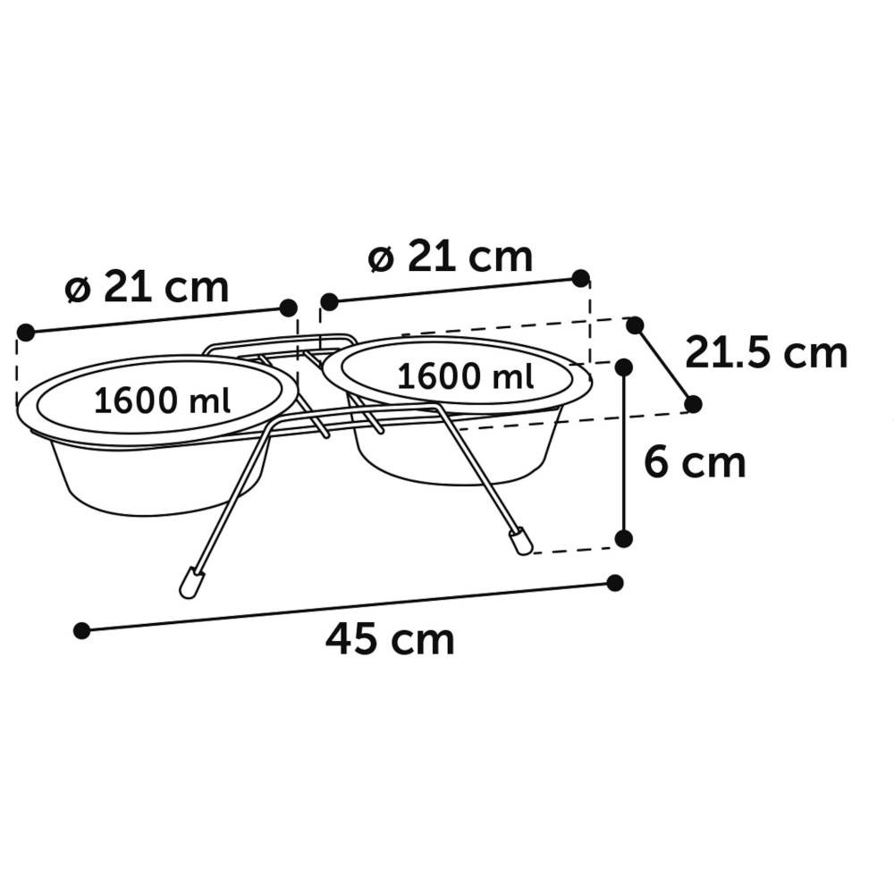 Ecuelle duo ø 21 cm, 1600 ml avec support Arjun, L, pour chien - Imagen 3