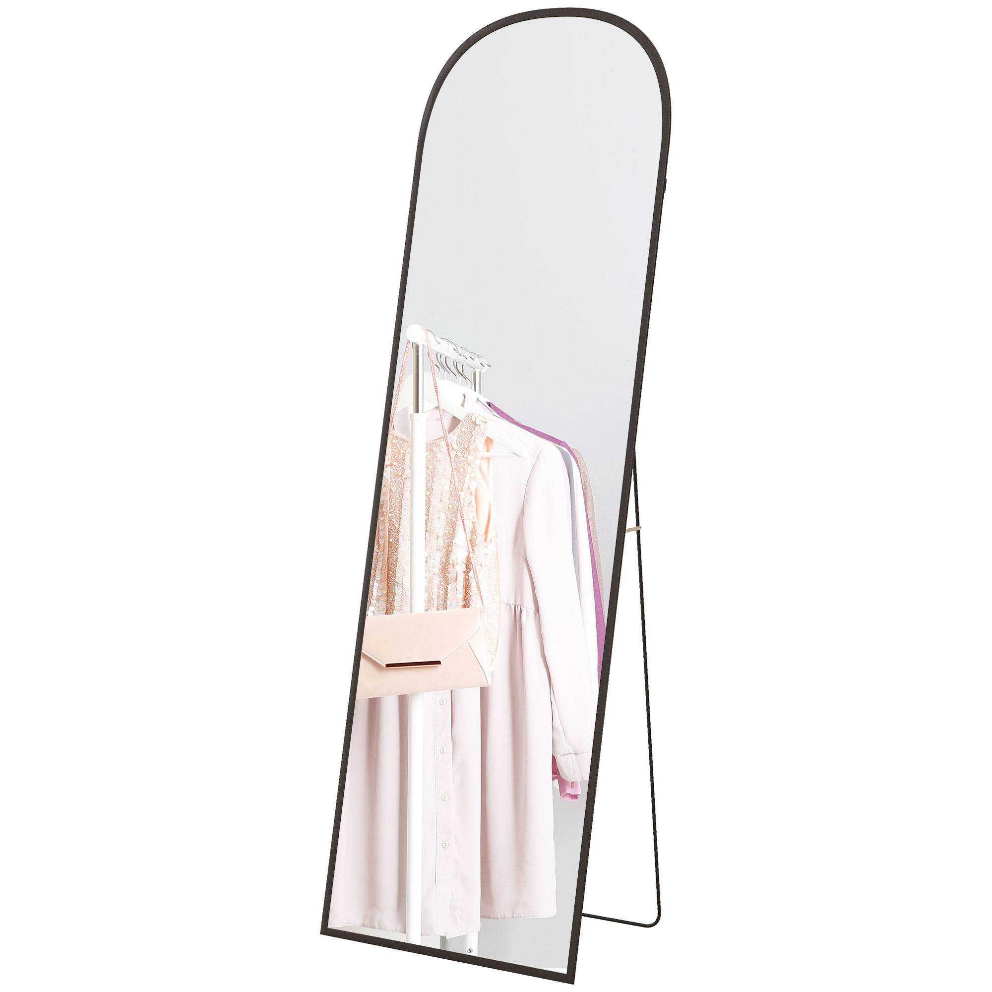 Sans Marque - Miroir sur pied rectangulaire, cadre en aluminium avec support pour l'entrée d'un dressing, 50 x 161,5 cm, noir - Image 2