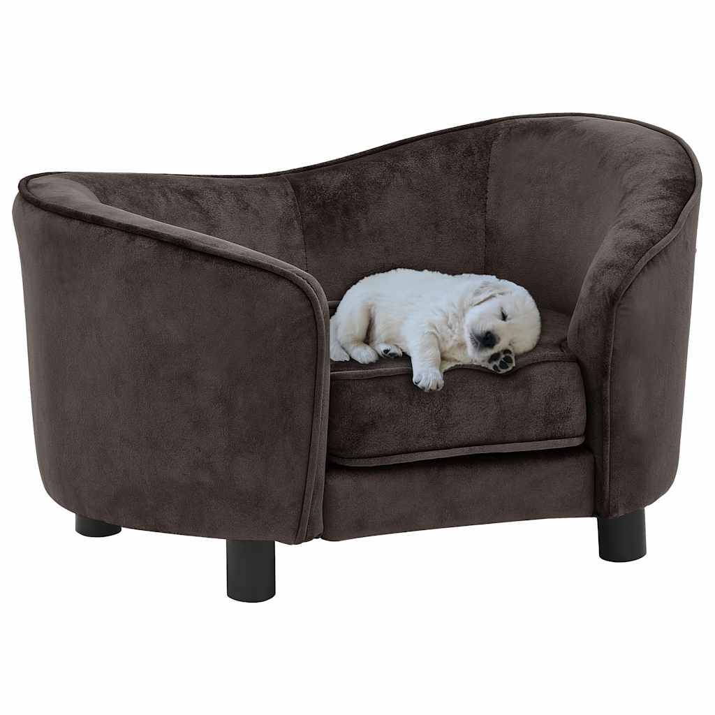 ComfortXL - Canapé pour Petit Chien en Peluche Douce Structure Bois Confortable 69x49x40 cm Marron - ComfortXL Pet Living - Image 1