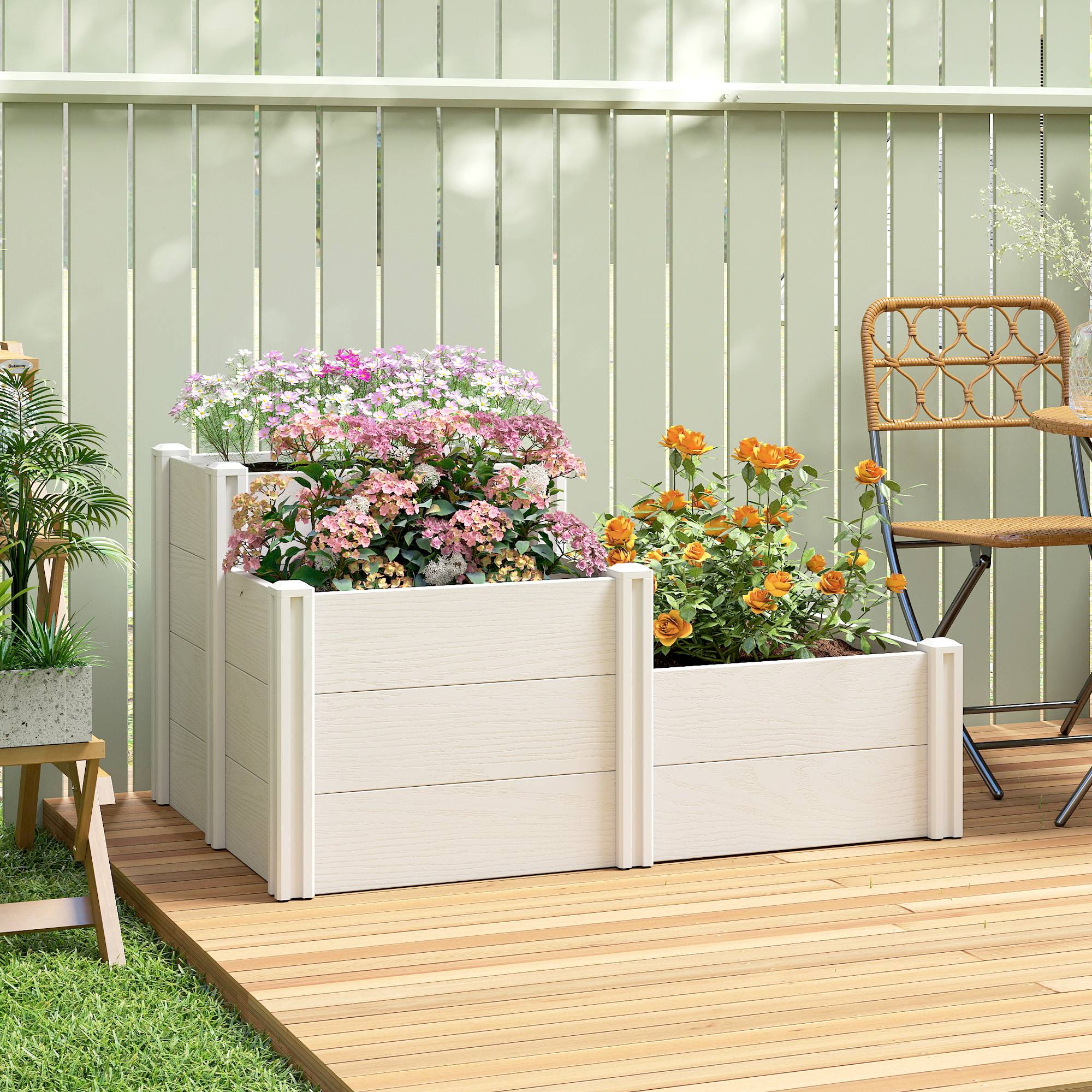 Sans Marque - Hochbeet 3-stufig stapelbar offener Boden modulares Kräuterbeet DIY Kunststoff - Image 3