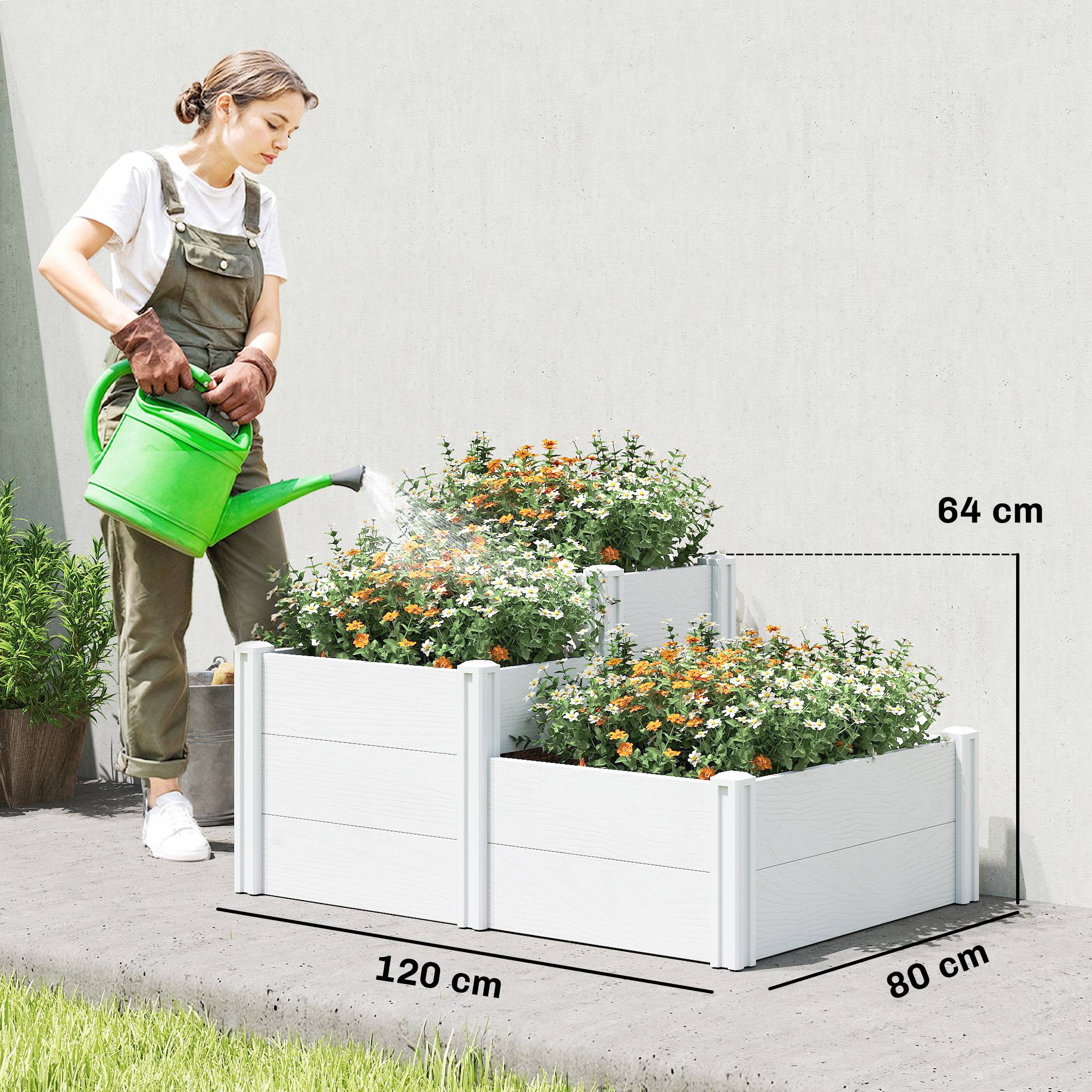 Sans Marque - Hochbeet 3-stufig stapelbar offener Boden modulares Kräuterbeet DIY Kunststoff - Image 5
