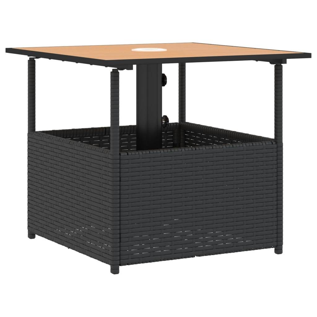 ComfortXL - Table Basse de Jardin Carrée 55cm Résine Tressée Noire et Bois d'Acacia avec Emplacement Parasol – ComfortXL Outdoor Living - Image 7
