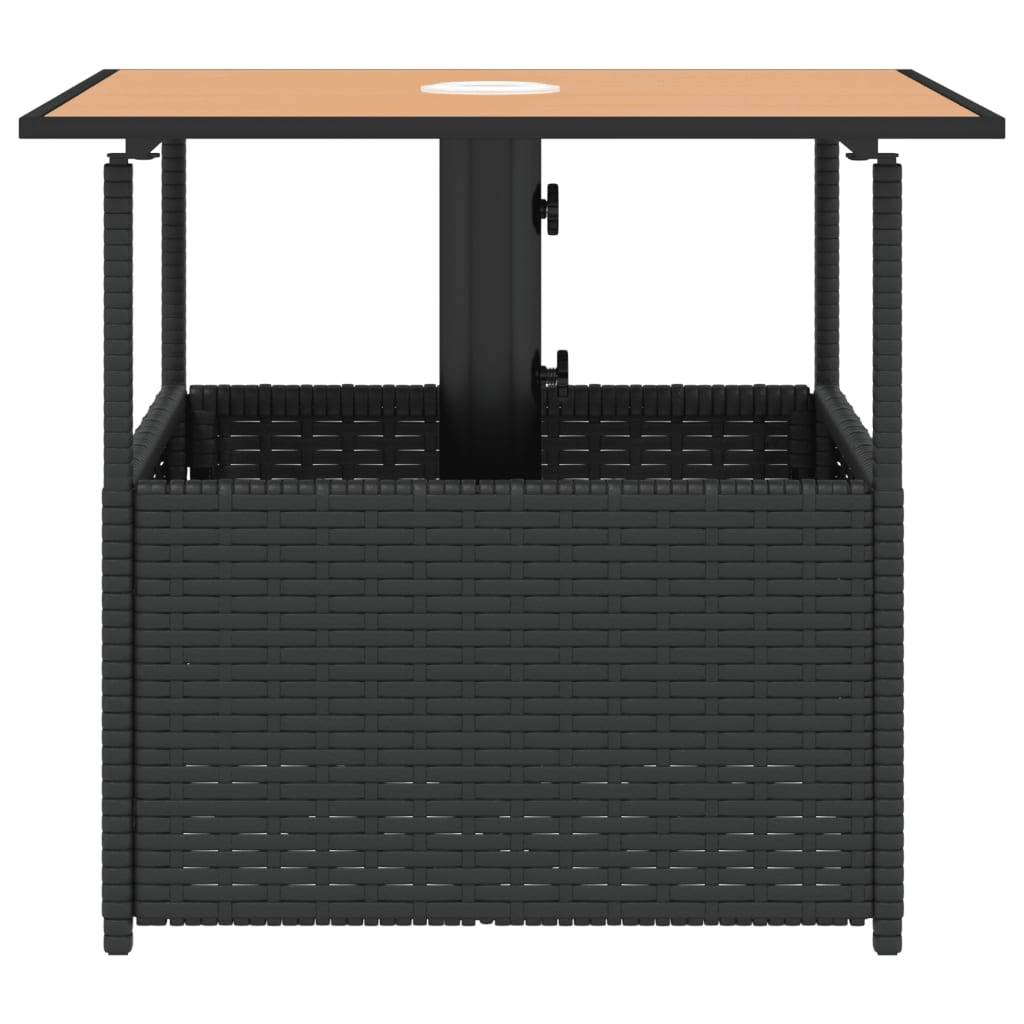 ComfortXL - Table Basse de Jardin Carrée 55cm Résine Tressée Noire et Bois d'Acacia avec Emplacement Parasol – ComfortXL Outdoor Living - Image 5