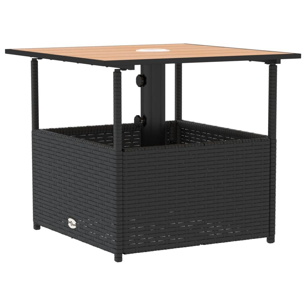 ComfortXL - Table Basse de Jardin Carrée 55cm Résine Tressée Noire et Bois d'Acacia avec Emplacement Parasol – ComfortXL Outdoor Living - Image 2