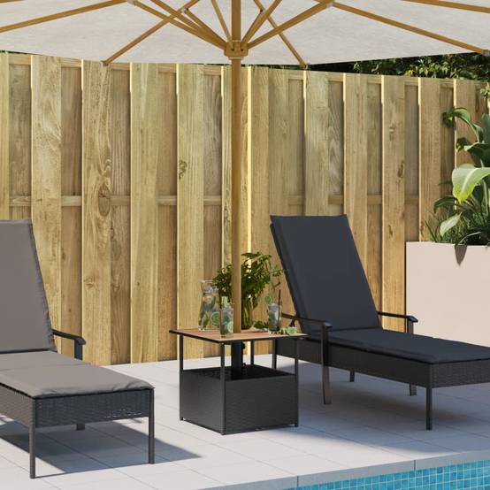 ComfortXL - Table Basse de Jardin Carrée 55cm Résine Tressée Noire et Bois d'Acacia avec Emplacement Parasol – ComfortXL Outdoor Living - Image 3