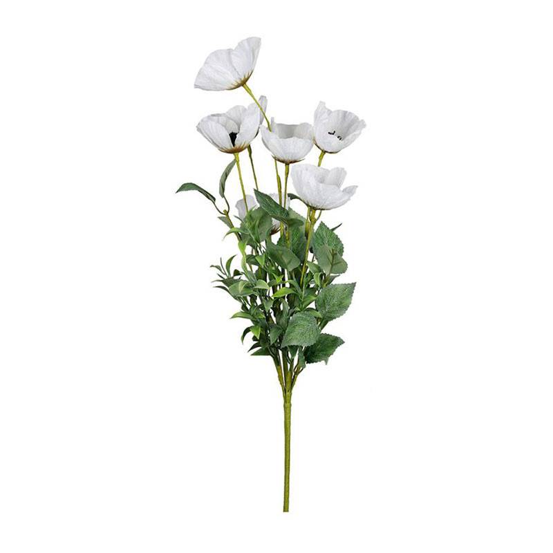 Fleur Artificielle Pavot Blanc Éclatant 55cm - Image 3