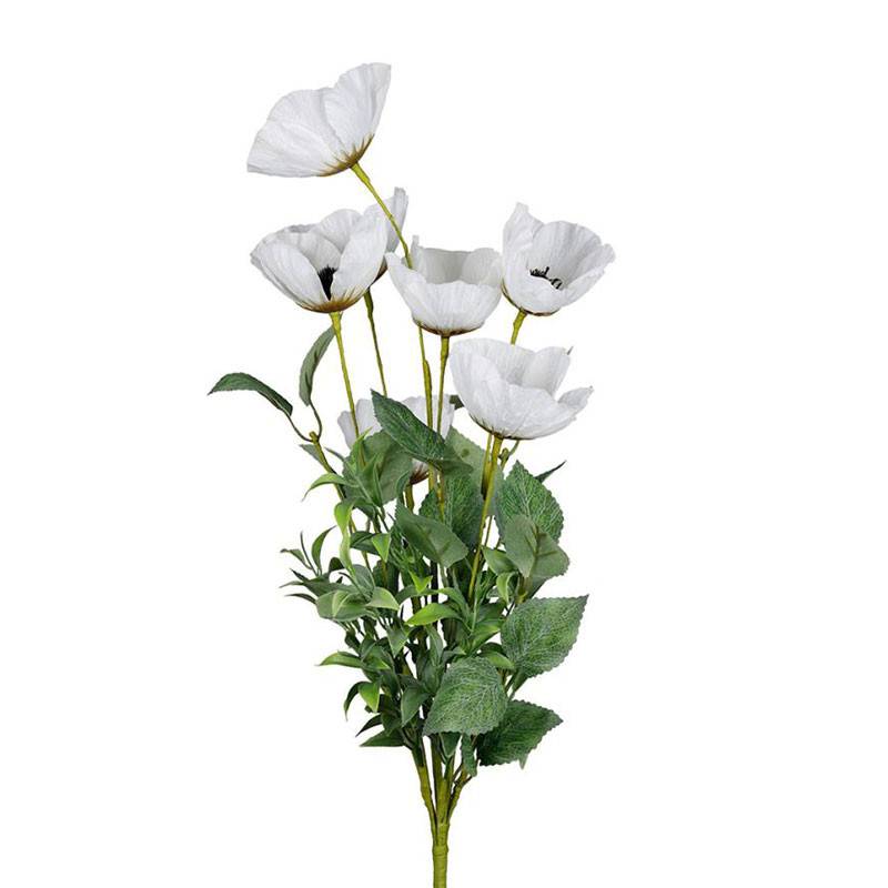 Fleur Artificielle Pavot Blanc Éclatant 55cm - Image 1