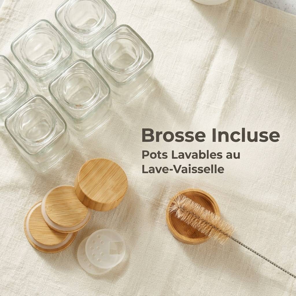 12 pots à épices 120 ml en verre, couvercles, étiquettes, pinceau et cuillère inclus - Image 6