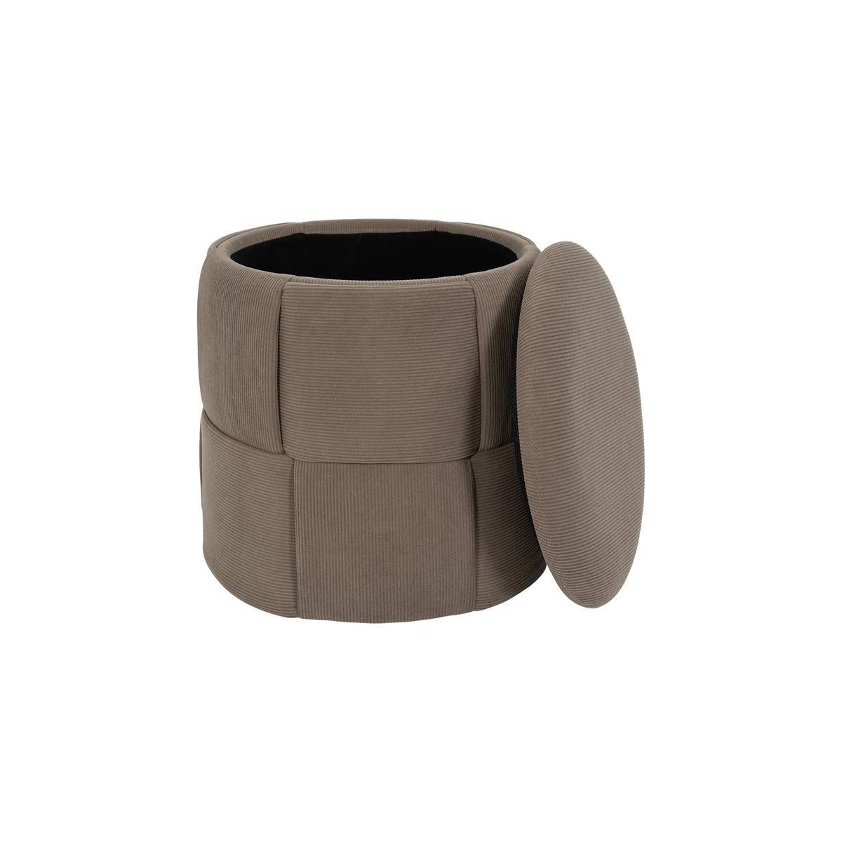 The Home Deco Factory - Pouf Coffre Tressé Côtelé "Jules" 38cm Taupe - Image 2