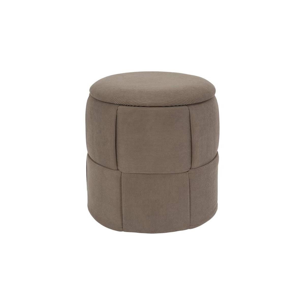 The Home Deco Factory - Pouf Coffre Tressé Côtelé "Jules" 38cm Taupe
