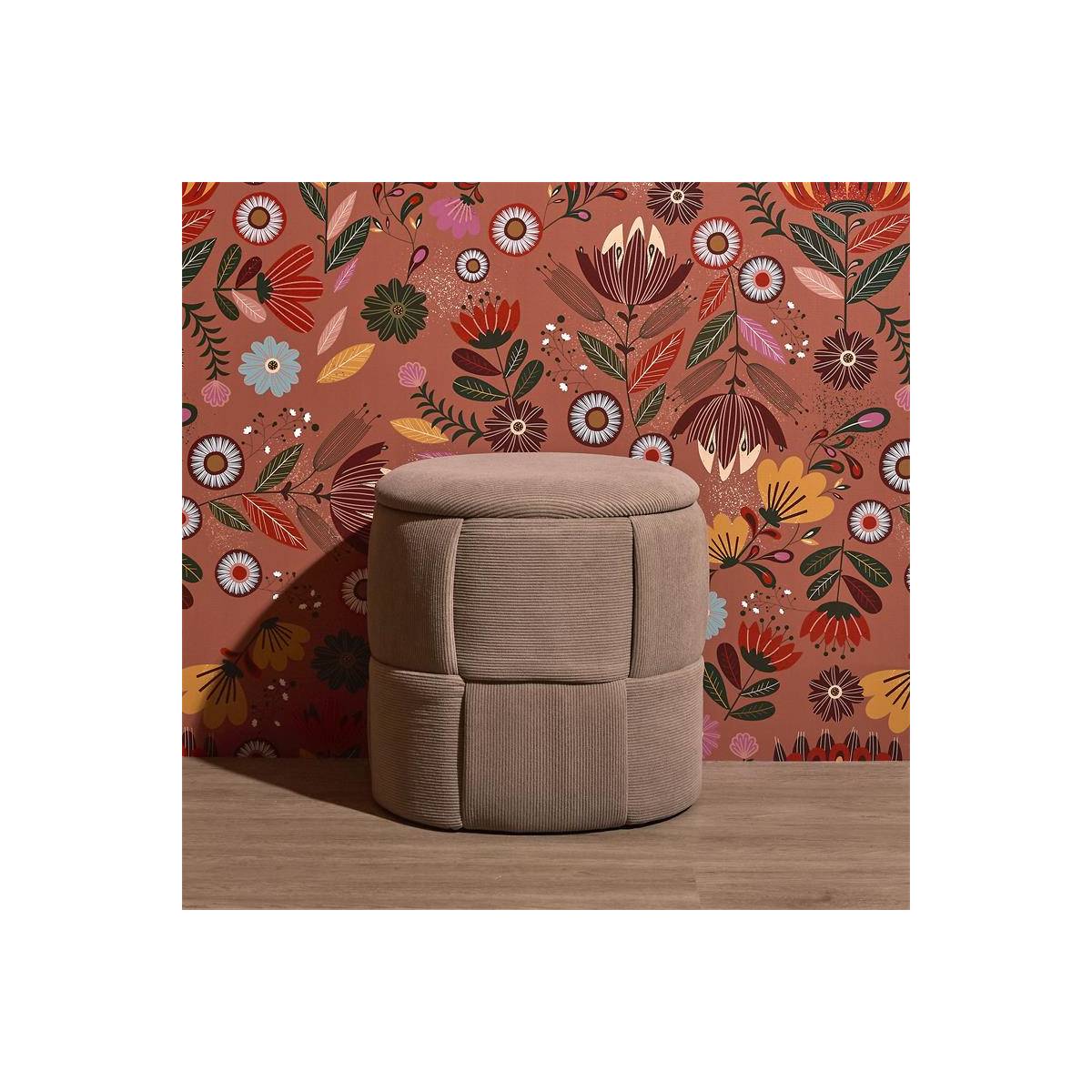 The Home Deco Factory - Pouf Coffre Tressé Côtelé "Jules" 38cm Taupe - Image 8