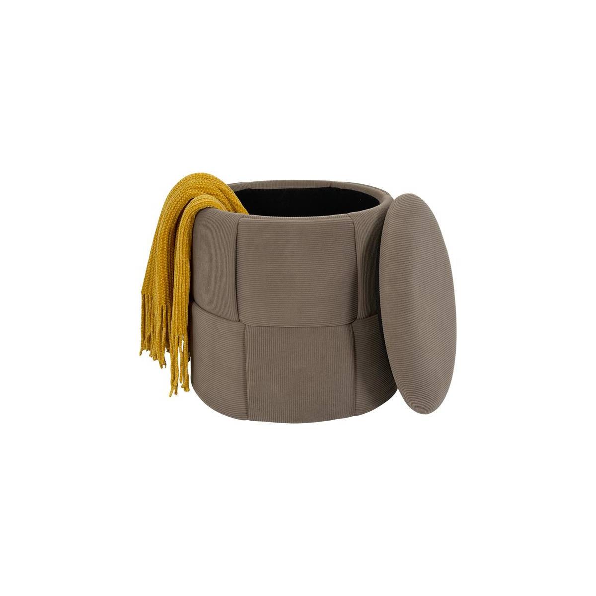 The Home Deco Factory - Pouf Coffre Tressé Côtelé "Jules" 38cm Taupe - Image 3
