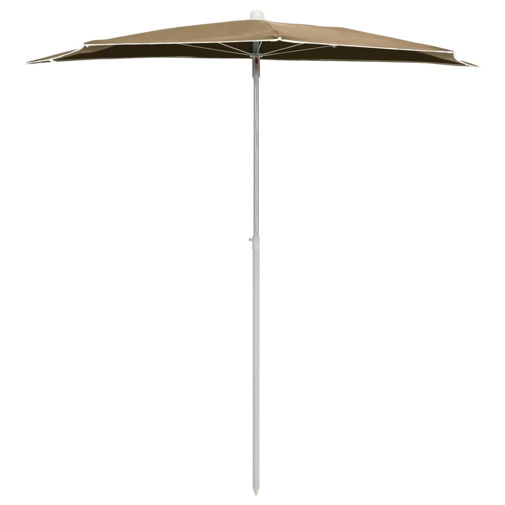 Maison Chic - Demi-parasol de jardin - Parasol d'extérieur avec mât 180x90 cm taupe P154 - Image 3