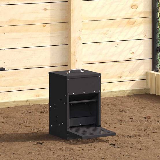 Nourrisseur Automatique Pédale Acier Poule 4kg Noir - ComfortXL Outdoor Living - Image 1