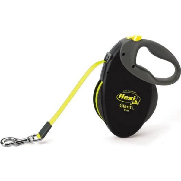 Flexi - Laisse enrouleur Flexi Neon Giant - FLEXI - GT3-210-S-NEO-12 - Noir et jaune - Pour chiens jusqu'a 50 kg