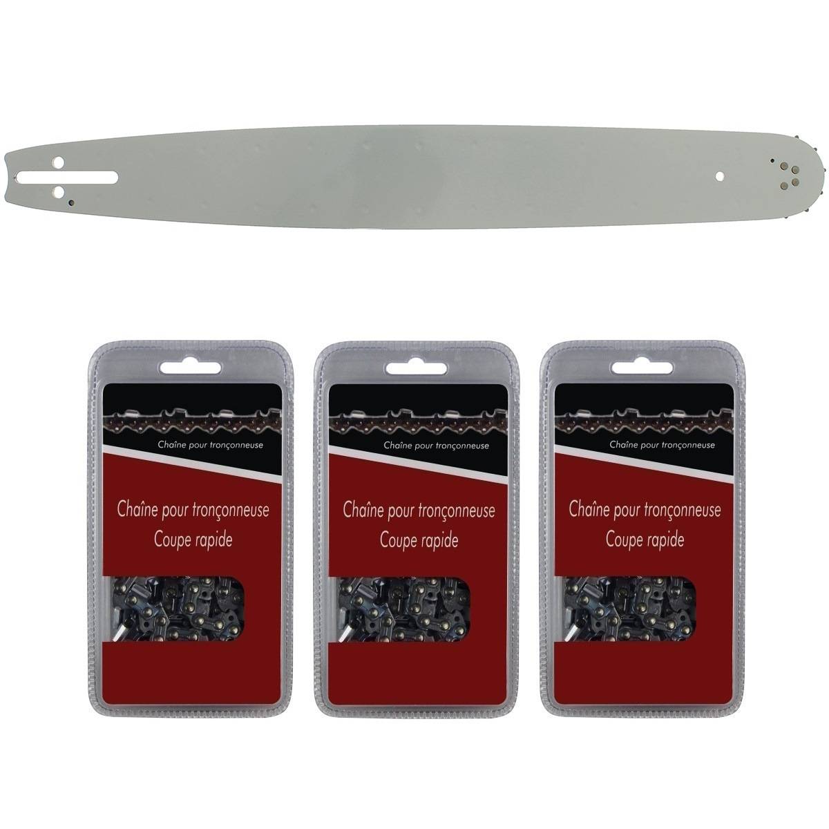 Gt Market - Guide 50 cm (20 pouces) + lot de 3 chaînes 72 maillons - Compatible tronçonneuses HUSQVARNA - GT MARKET - Imagen 1