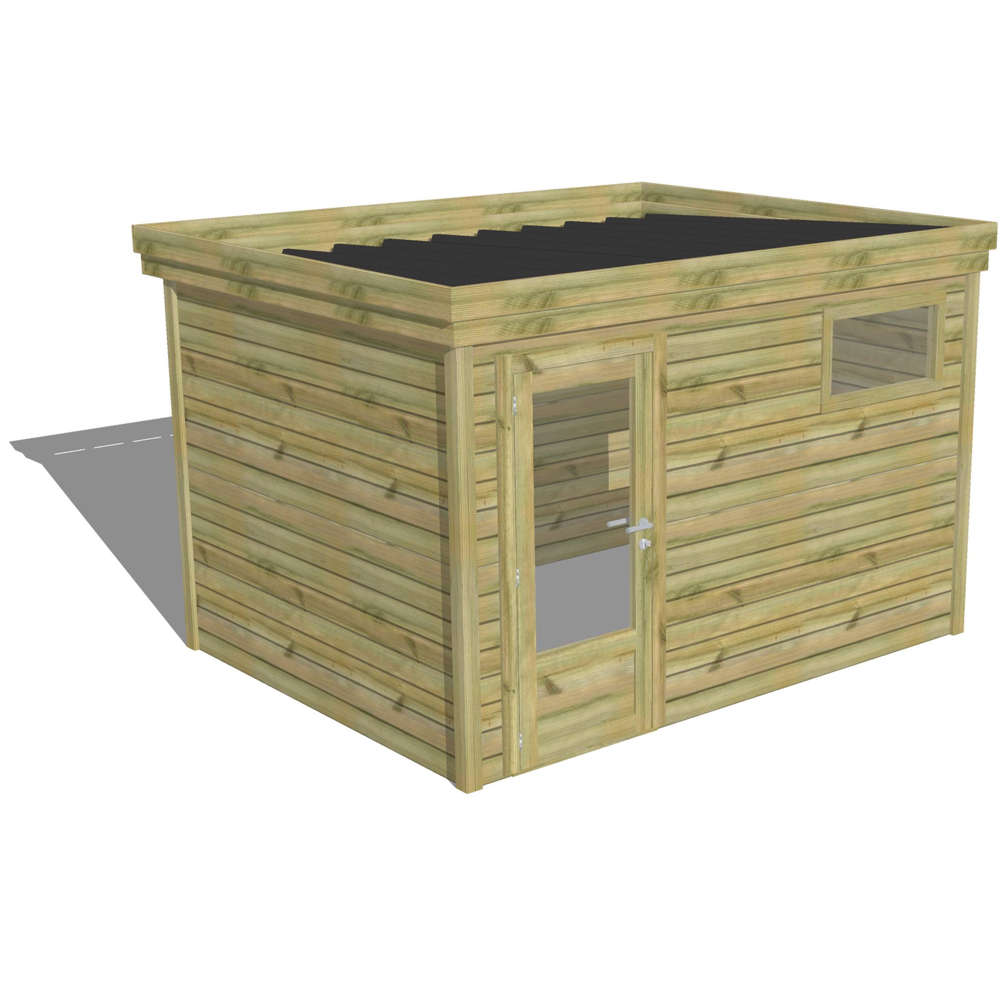 Sans Marque - ABRI DE JARDIN bois  autoclave 27mm - 3,44x2,64m / 9m2 - Bac acier - Abri Français - Imagen 1