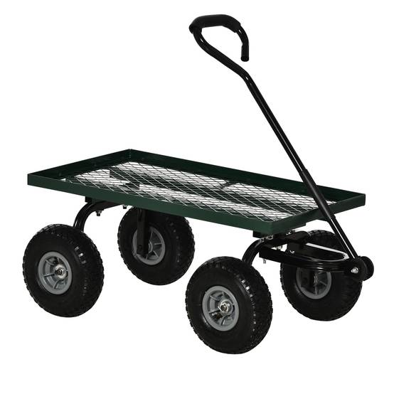 Chariot de jardin acier vert 94 x 48.5 x 100 cm - PANGIVO - Image 1