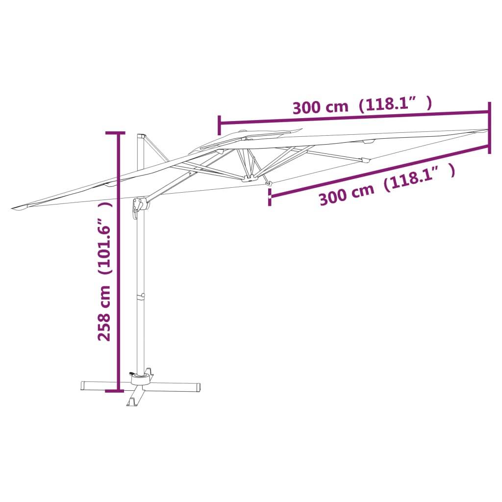 Helloshop26 - Parasol meuble de jardin cantilever à double toit 300 x 300 cm anthracite - Imagen 7