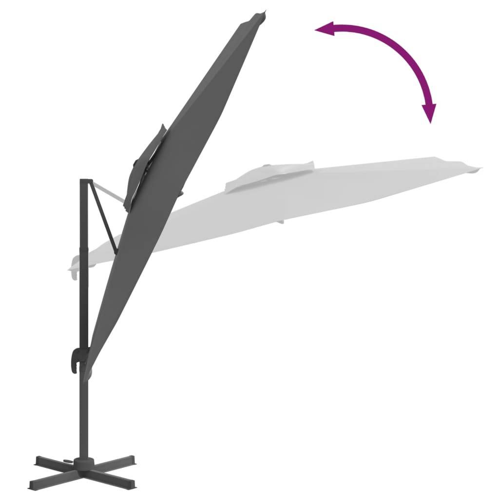 Helloshop26 - Parasol meuble de jardin cantilever à double toit 300 x 300 cm anthracite - Imagen 5
