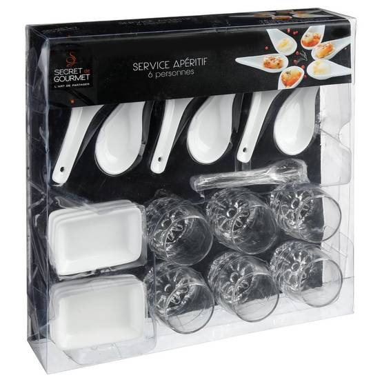 Set Apéritif 25 pièces Carré "Ardoise" 30cm Blanc - Image 7