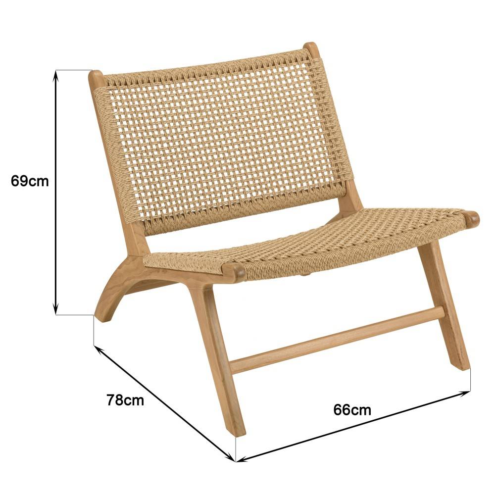Macabane - VALERIA - Lot de 2 fauteuils de jardin en bois de teck rotin beige - Imagen 10