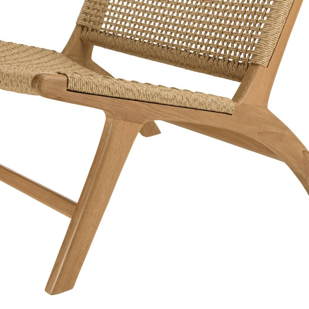 Macabane - VALERIA - Lot de 2 fauteuils de jardin en bois de teck rotin beige - Imagen 8