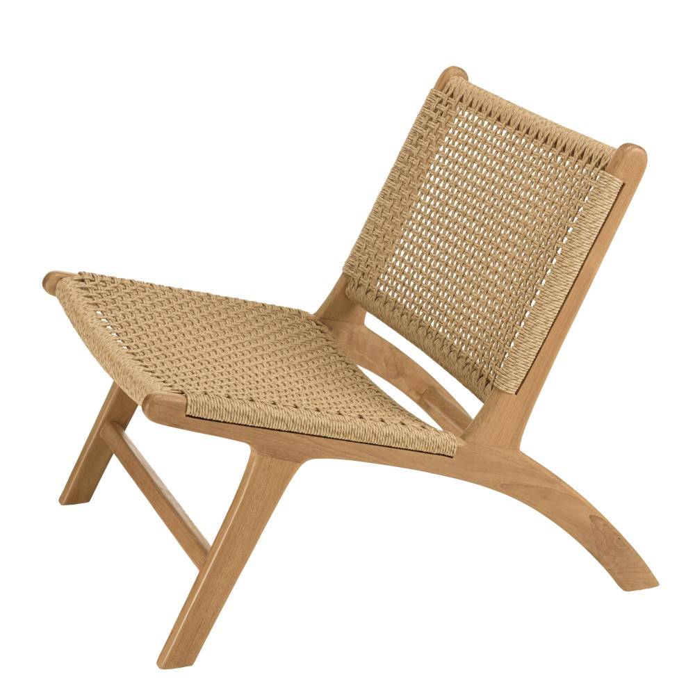 Macabane - VALERIA - Lot de 2 fauteuils de jardin en bois de teck rotin beige - Imagen 6