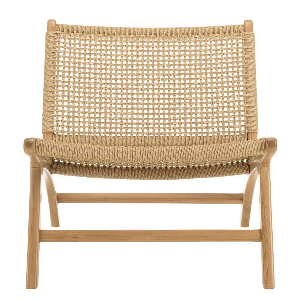 Macabane - VALERIA - Lot de 2 fauteuils de jardin en bois de teck rotin beige - Imagen 4