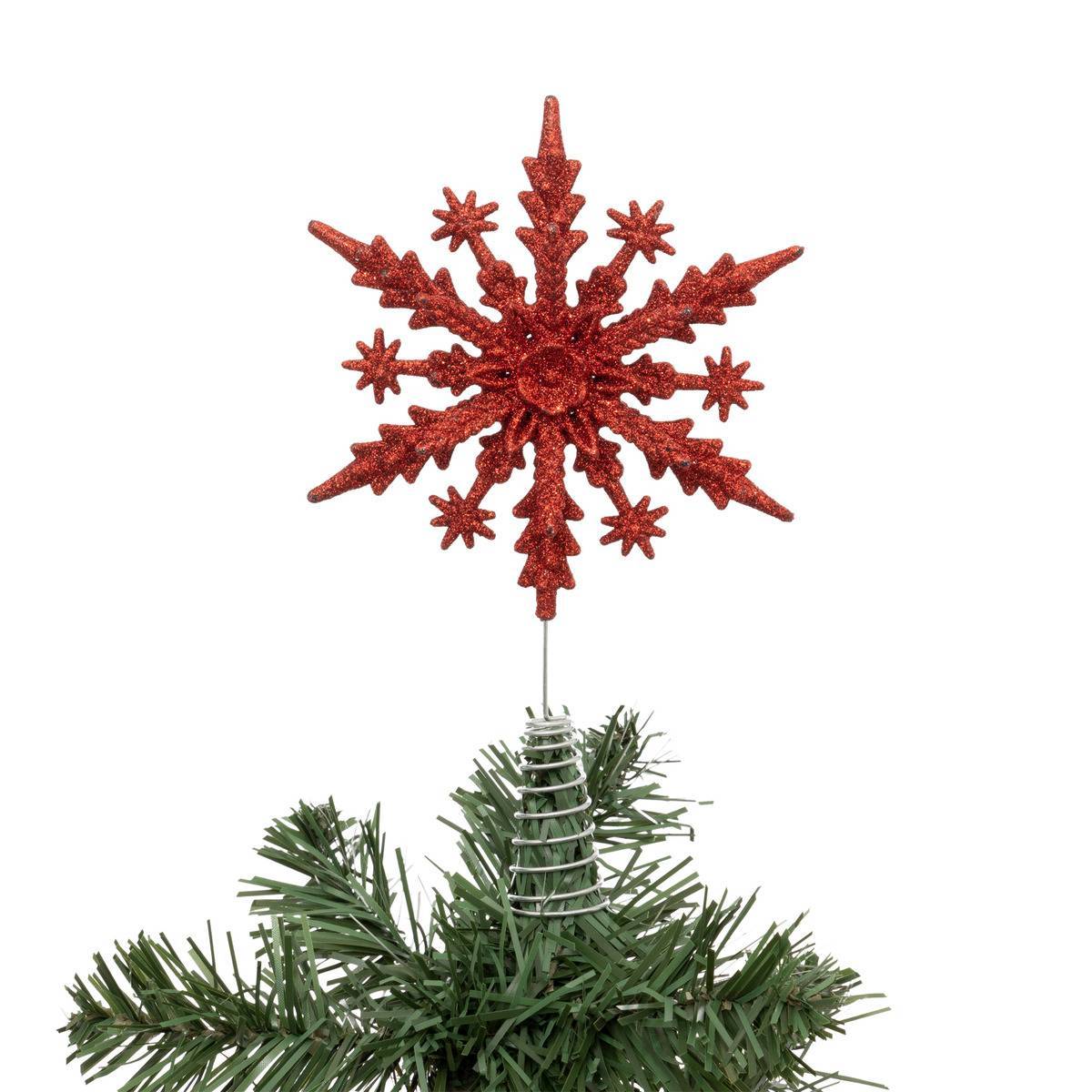 Fééric Lights & Christmas - Cimier flocon pailleté rouge H22cm - Feeric Lights & Christmas - Imagen 3