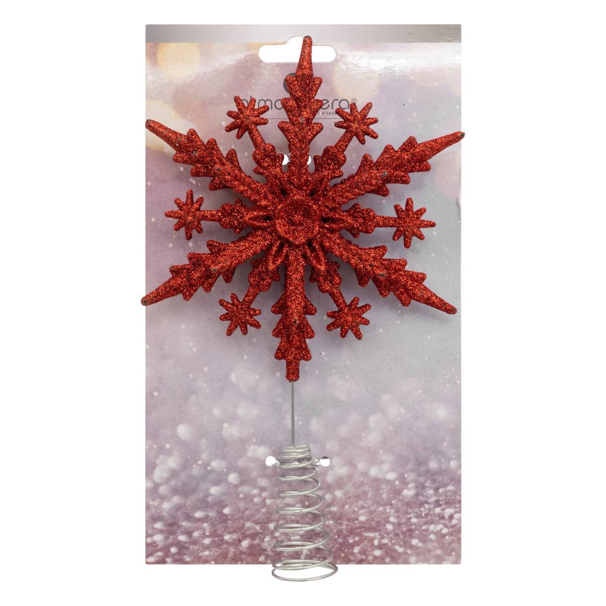 Fééric Lights & Christmas - Cimier flocon pailleté rouge H22cm - Feeric Lights & Christmas - Imagen 2