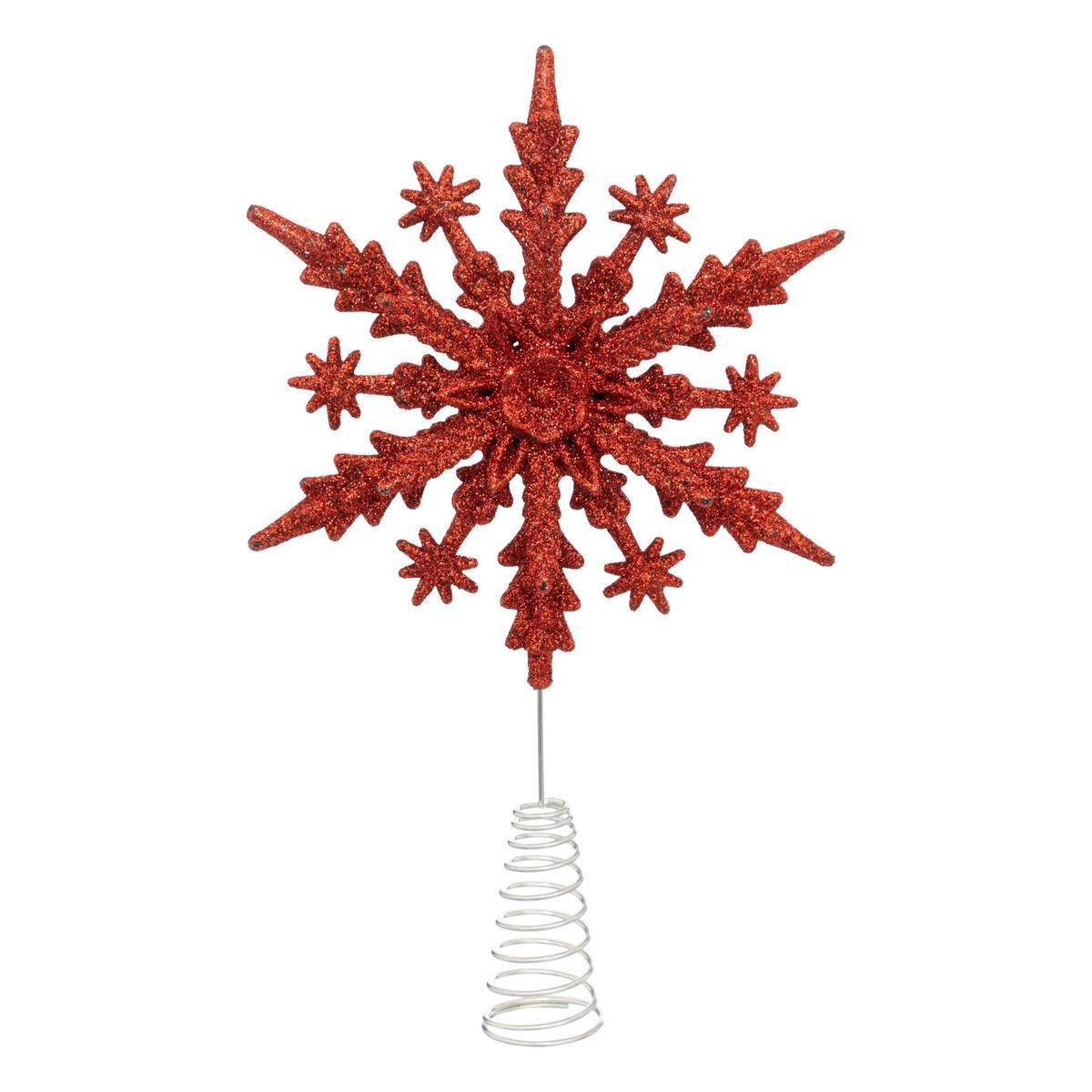 Fééric Lights & Christmas - Cimier flocon pailleté rouge H22cm - Feeric Lights & Christmas - Imagen 1