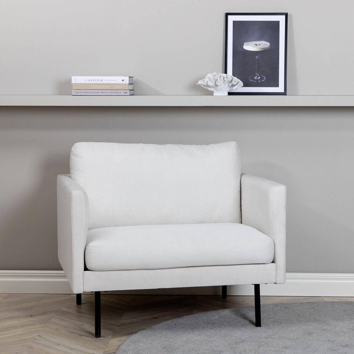 Paris Prix - Fauteuil en Tissu "Zoom" 95cm Beige Clair - Image 9