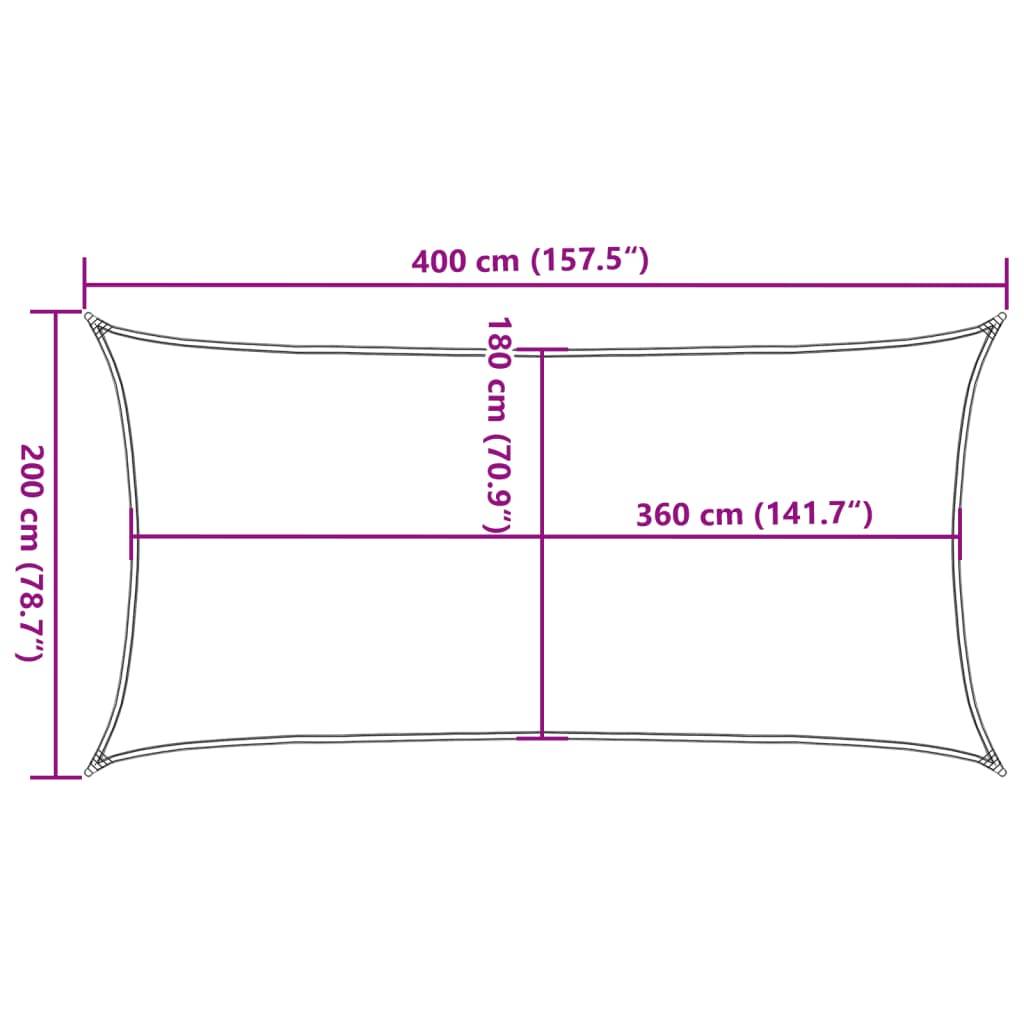 Voile d'ombrage PEHD beige 400 x 200 cm - PANGIVO - Image 9