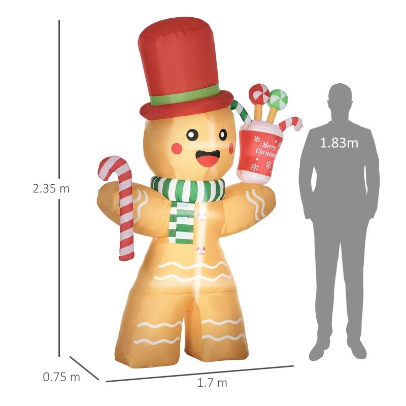 ComfortXL - Bonhomme en pain d'épice gonflable 2,35m avec éclairage LED pour décoration de Noël – ComfortXL Outdoor Living - Image 3