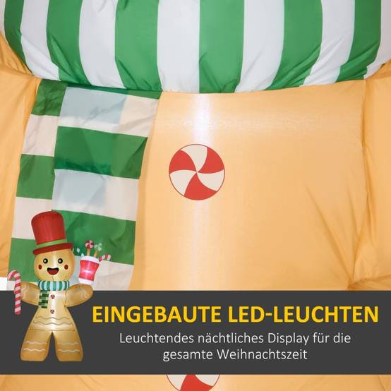 ComfortXL - Bonhomme en pain d'épice gonflable 2,35m avec éclairage LED pour décoration de Noël – ComfortXL Outdoor Living - Image 4