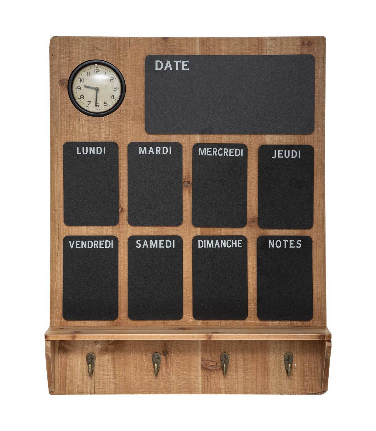 Tableau Mémo Semainier avec Horloge et Patère 57 x 75 cm - Image 1