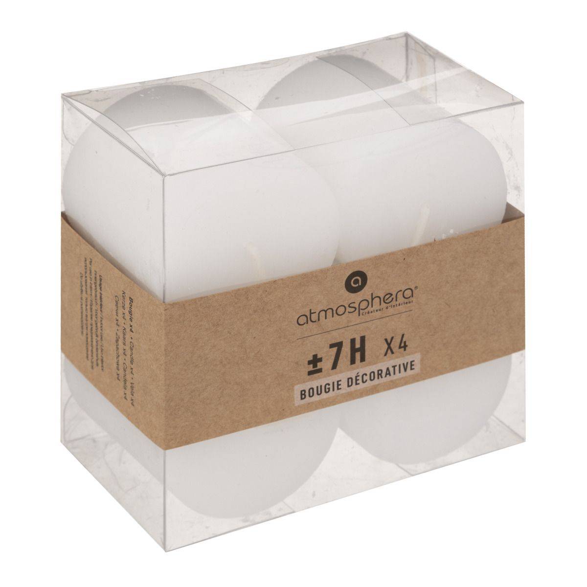 Lot de 4 Bougies décoratives Votive Rustique Blanche D 4.5 cm - Image 1