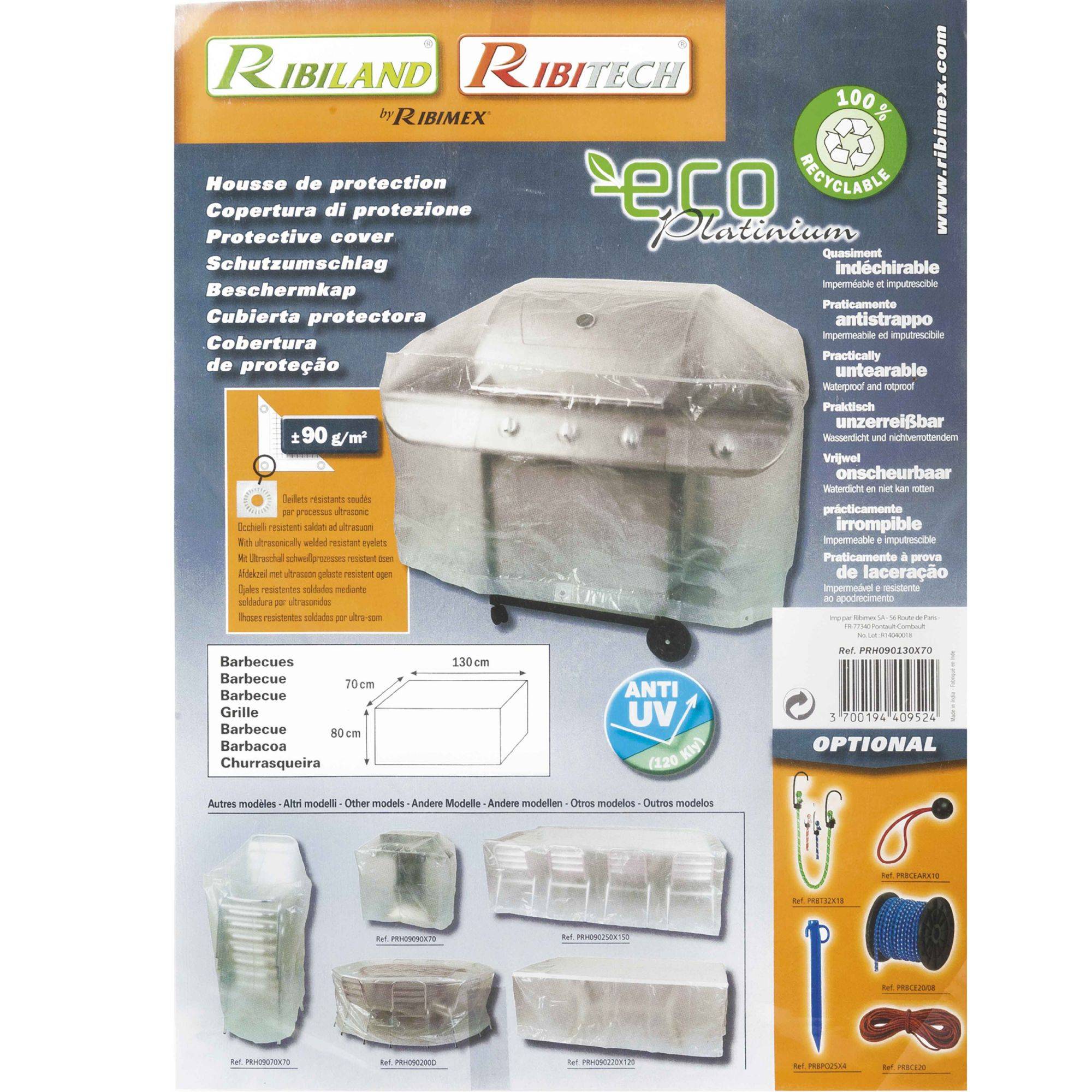 Ribimex - Housse rectangulaire pour barbecue 130x70xH80 cm - Image 2