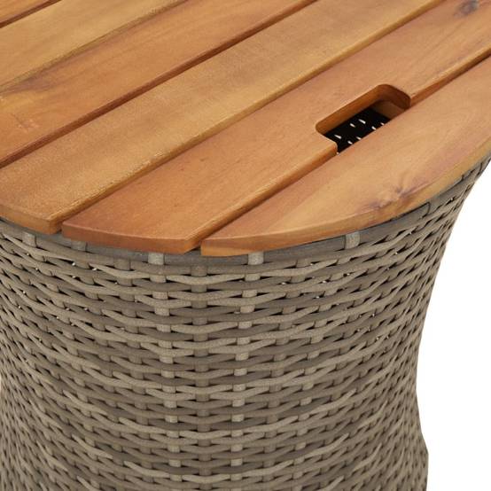 Lot de 2 Tables d'Appoint Rondes Gigognes d'Extérieur, Polyrotin Gris et Bois d'Acacia – ComfortXL Outdoor Living - Image 8